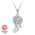 Atacado Cristal 925 Prata 12 Zodiac Necklace